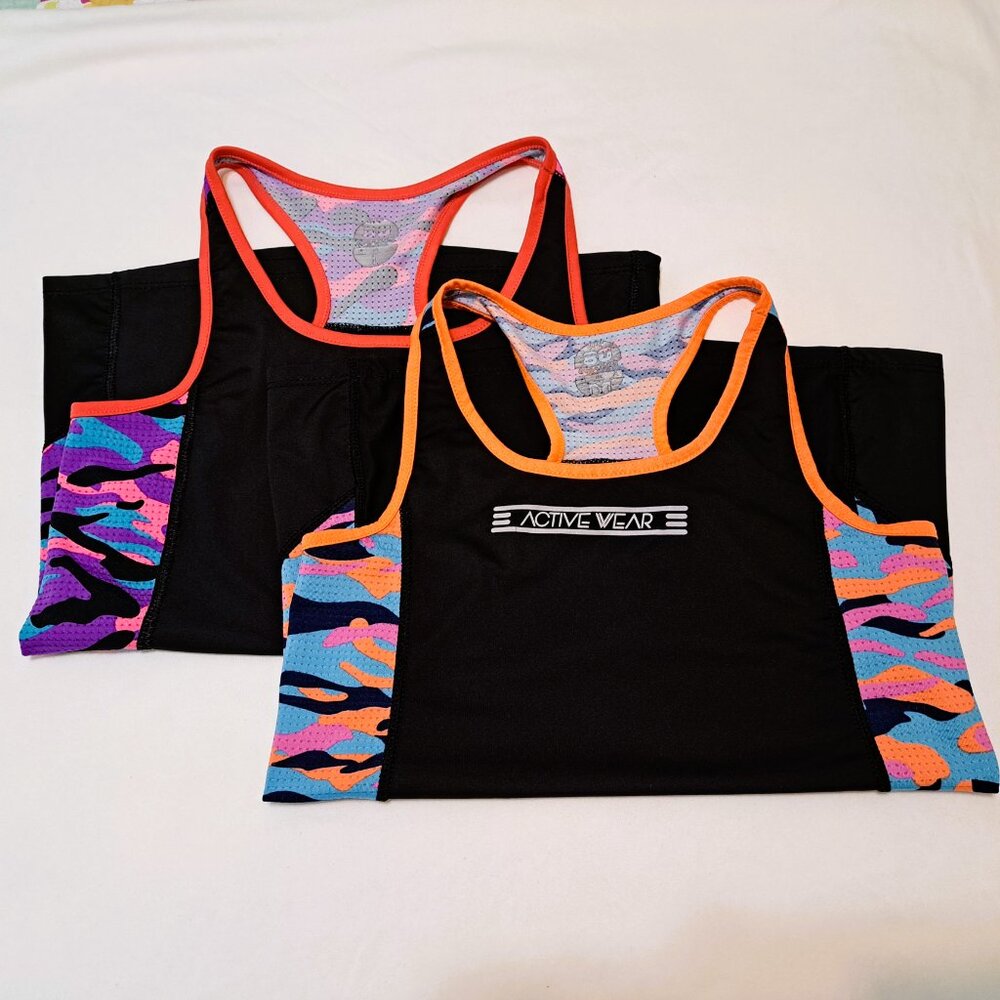 Activewear Women's 2 Bundles Sport Tank Top Size M/L Black/Multicolor